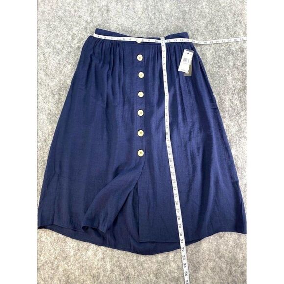 BCX Navy‎ Blue Button Front MIdi Skirt Sz Large NEW - Picture 5 of 9